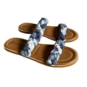 NEW Korks By Kork-Ease Braided Strap Slip-on Sandals Size 9 Blue Tie Dye Pilar